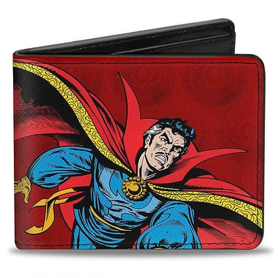 Buckle-Down Marvel Comics Doctor Strange Eye of Agamoto Monogram Vegan Leather Bifold Wallet