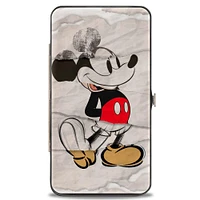 Buckle-Down Disney Mickey Mouse Standing Pose Modern Retro Sketches Vegan Leather Hinged Wallet