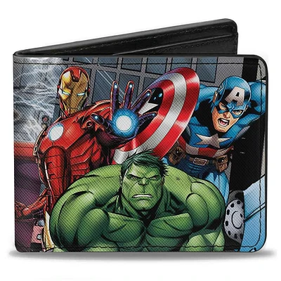 Buckle-Down Marvel Comics Marvel Avengers Superhero Action Poses Men's Vegan Leather Bifold Wallet
