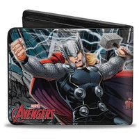 Buckle-Down Marvel Comics Marvel Avengers Superhero Action Poses Men's Vegan Leather Bifold Wallet