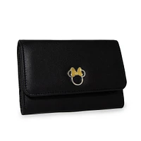 Buckle-Down Disney Minnie Mouse Bow and Ears Black Vegan Leather Foldover Wallet