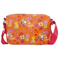 Buckle-Down Nickelodeon SpongeBob Squarepants and Friends Im Ready Flowers and Bubbles Orange Vegan Leather Cross Body Bag