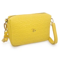 Buckle-Down Disney Signature D Debossed PU with Gold Metal D Icon Yellow Vegan Leather Cross Body Bag