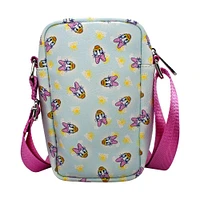 Buckle-Down Disney Daisy Duck Smiling Expression and Sun Scattered Baby Blue Vegan Leather Cross Body Bag