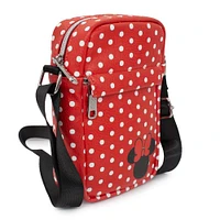 Disney Minnie Mouse Polka Dots with Ears and Bow Red Vegan Leather Cross Body Bag