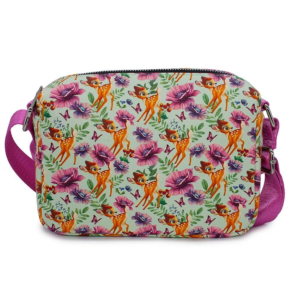 Buckle-Down Disney Bambi Floral Nature Collage Vegan Leather Crossbody Bag