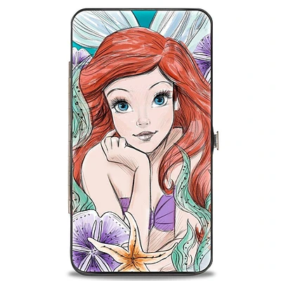 Buckle-Down Disney The Little Mermaid Ariel Sketch King Tritons Castle Shells Vegan Leather Wallet
