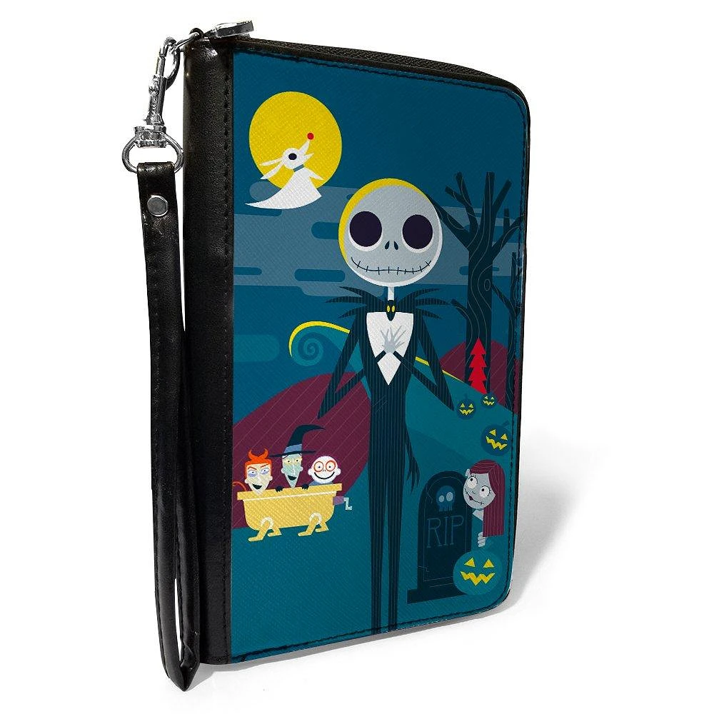 Buckle-Down Disney Nightmare Before Christmas Stylized Jack Cemetery Vegan Leather Zip Around Wallet