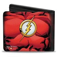 Buckle-Down DC Comics Flash Chest Logo Vegan Leather Bifold Wallet
