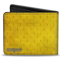 Buckle-Down The Wizarding World of Harry Potter Hufflepuff Crest Stripe Weathered Gold Brown Vegan Leather Wallet