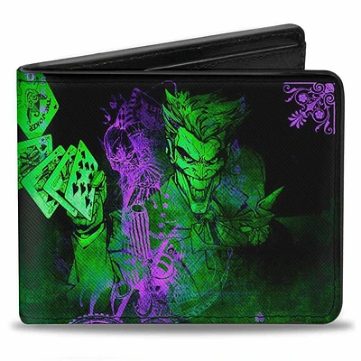 Buckle-Down DC Comics The Joker Card Flipping Poses Vegan Leather Bifold Wallet