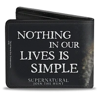 Buckle-Down Supernatural Sam Castiel Nothing In Our Lives Is Simple Men's Vegan Leather Bifold Wallet