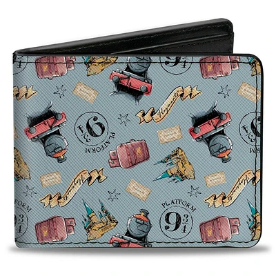 Buckle-Down The Wizarding World of Harry Potter Hogwarts Express Icons Men's Vegan Leather Bifold Wallet