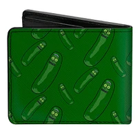 Buckle-Down Rick and Morty Pickle Rick Pose Scattered Men's Vegan Leather Bifold Wallet