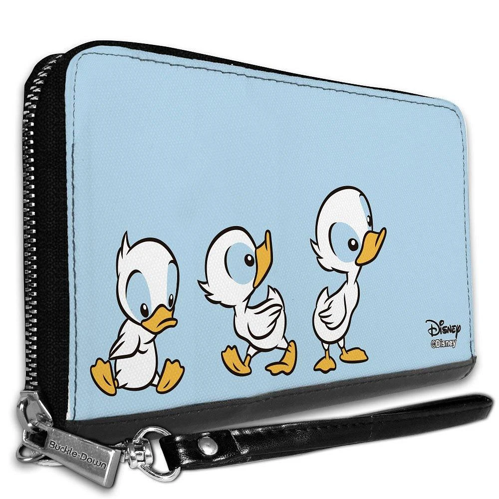Buckle-Down Disney Lilo and Stitch Ducklings Pose Baby Blue Vegan Leather Zip Around Wallet