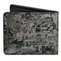 Buckle-Down DC Comics Batman Face Comic Scenes Men's Vegan Leather Bifold Wallet