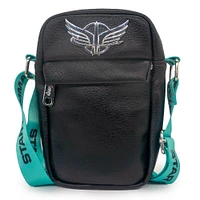 Buckle-Down Disney Pixar Lightyear Star Command Silver Wings Logo Black Vegan Leather Crossbody Bag