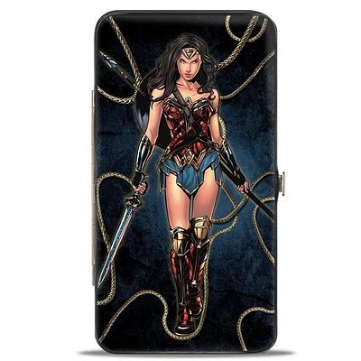 Buckle-Down DC Comics Wonder Woman 2017 Swords Pose Icon Lasso of Truth Vegan Leather Hinged Wallet