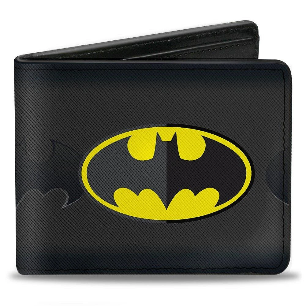 Buckle-Down DC Comics Batman Icon Centered Bat Signal Stripe Men's Vegan Leather Bifold Wallet