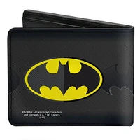 Buckle-Down DC Comics Batman Icon Centered Bat Signal Stripe Men's Vegan Leather Bifold Wallet
