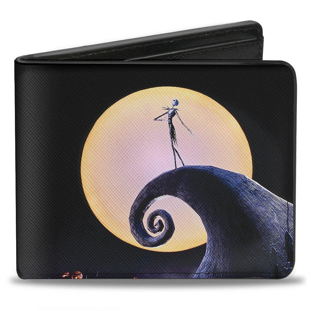 Buckle-Down Disney The Nightmare Before Christmas Jack Full Moon Pose Pumpkin Patch Vegan Leather Bifold Wallet