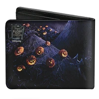 Buckle-Down Disney The Nightmare Before Christmas Jack Full Moon Pose Pumpkin Patch Vegan Leather Bifold Wallet