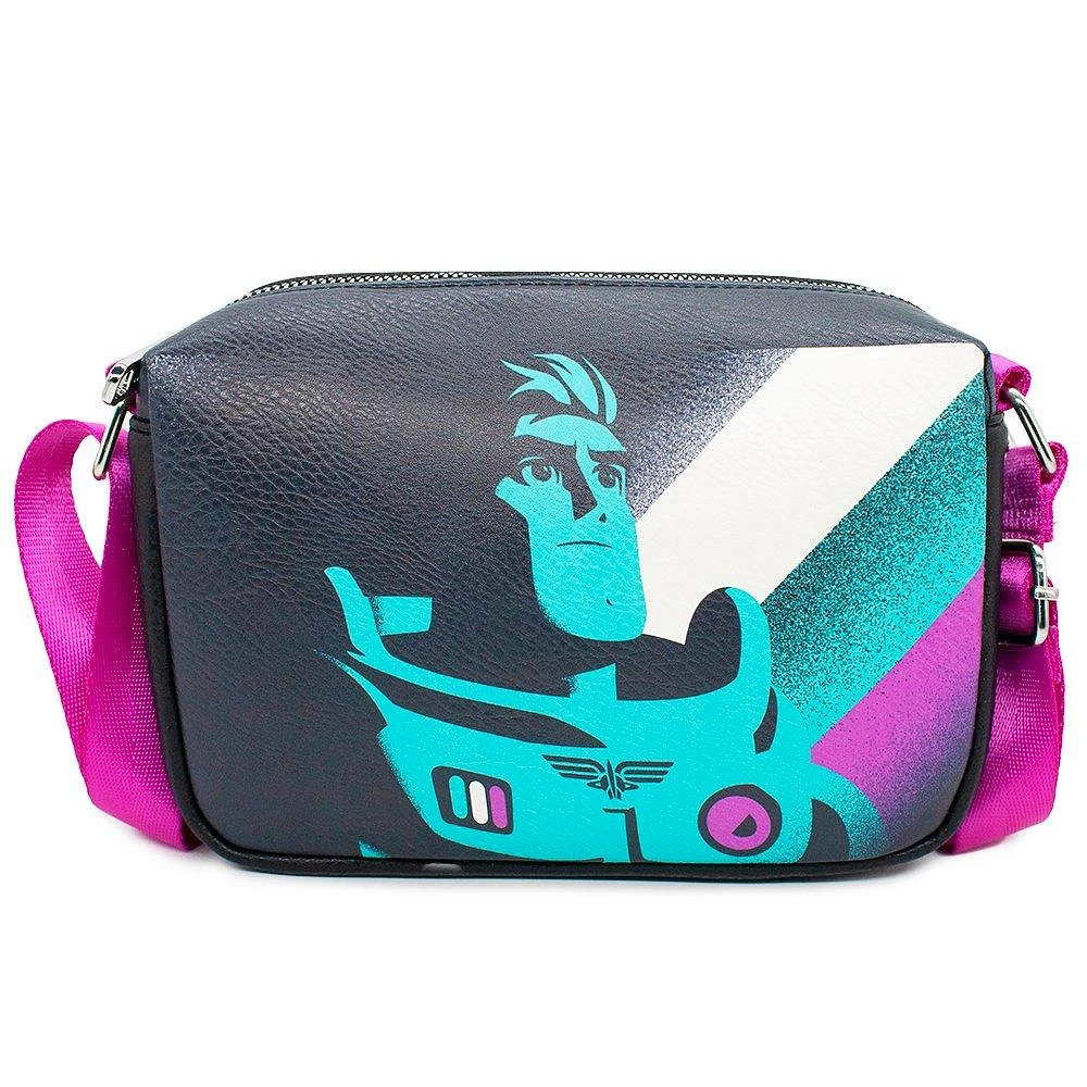 Buckle-Down Disney Lightyear Buzz Silhouette Pose Black Vegan Leather Crossbody Bag