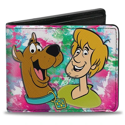 Buckle-Down Scooby Doo - Scooby and Shaggy Smiling Mystery Machine Splatter Men's Vegan Leather Bifold Wallet