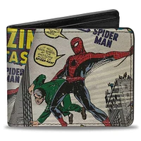 Buckle-Down Marvel Comics Spider-Man Carrying Man Amazing Fantasy Issue 15 Comic Cover Men's Vegan Leather Bifold Wallet