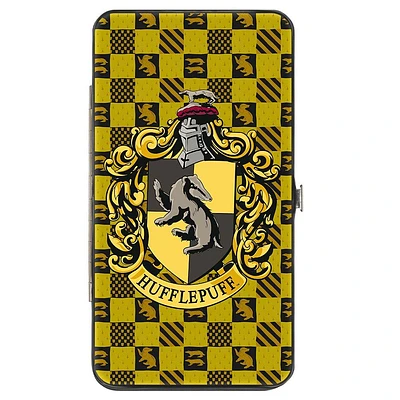 Buckle-Down The Wizarding World of Harry Potter Hufflepuff Crest Heraldry Checkers Vegan Leather Hinged Wallet