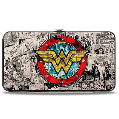 Buckle-Down DC Comics Wonder Woman Logo Comic Scenes Vegan Leather Hinged Wallet
