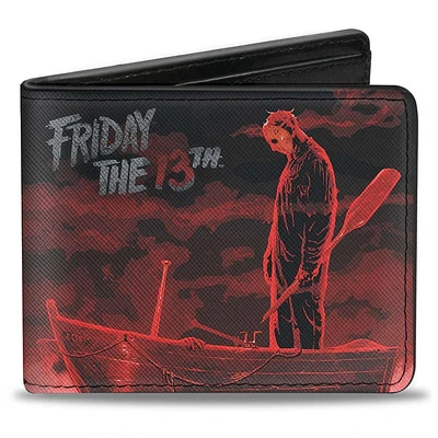 Buckle-Down Horror Movies Friday the 13th Jason Boat Murder Men's Vegan Leather Bifold Wallet