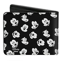 Buckle-Down Disney Mickey Mouse Expressions Button Logo Vegan Leather Bi-Fold Wallet