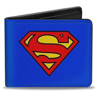Buckle-Down DC Comics Superman Shield Men's Blue Vegan Leather Bifold Wallet