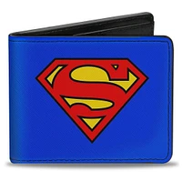 Buckle-Down DC Comics Superman Shield Men's Blue Vegan Leather Bifold Wallet