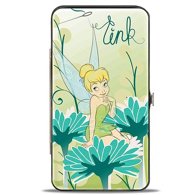 Buckle-Down Disney Tinker Bell Sitting On Flower Pose Vegan Leather Hinged Wallet