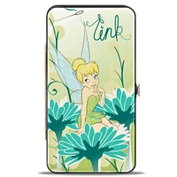 Buckle-Down Disney Tinker Bell Sitting On Flower Pose Vegan Leather Hinged Wallet