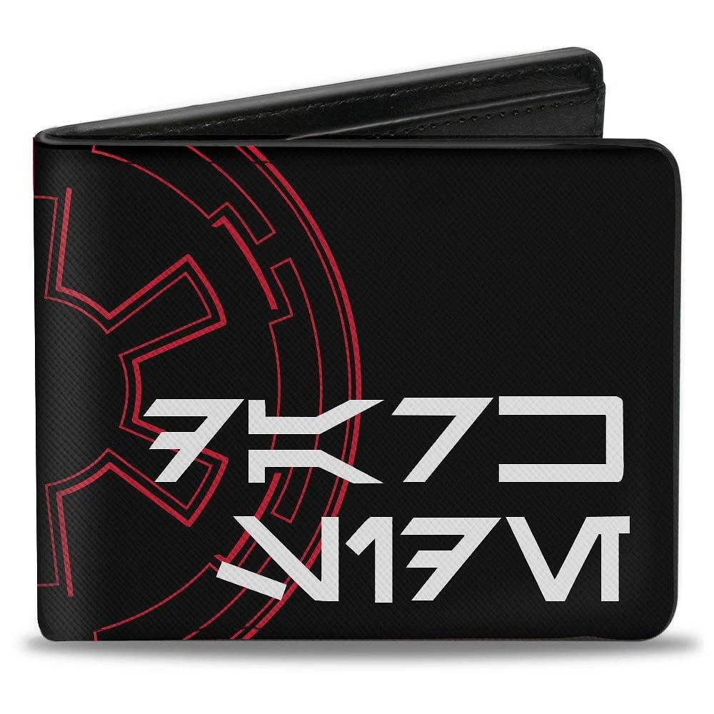 Buckle-Down Star Wars Aurebesh Dark Side Galactic Empire Insignia Men's Vegan Leather Bifold Wallet