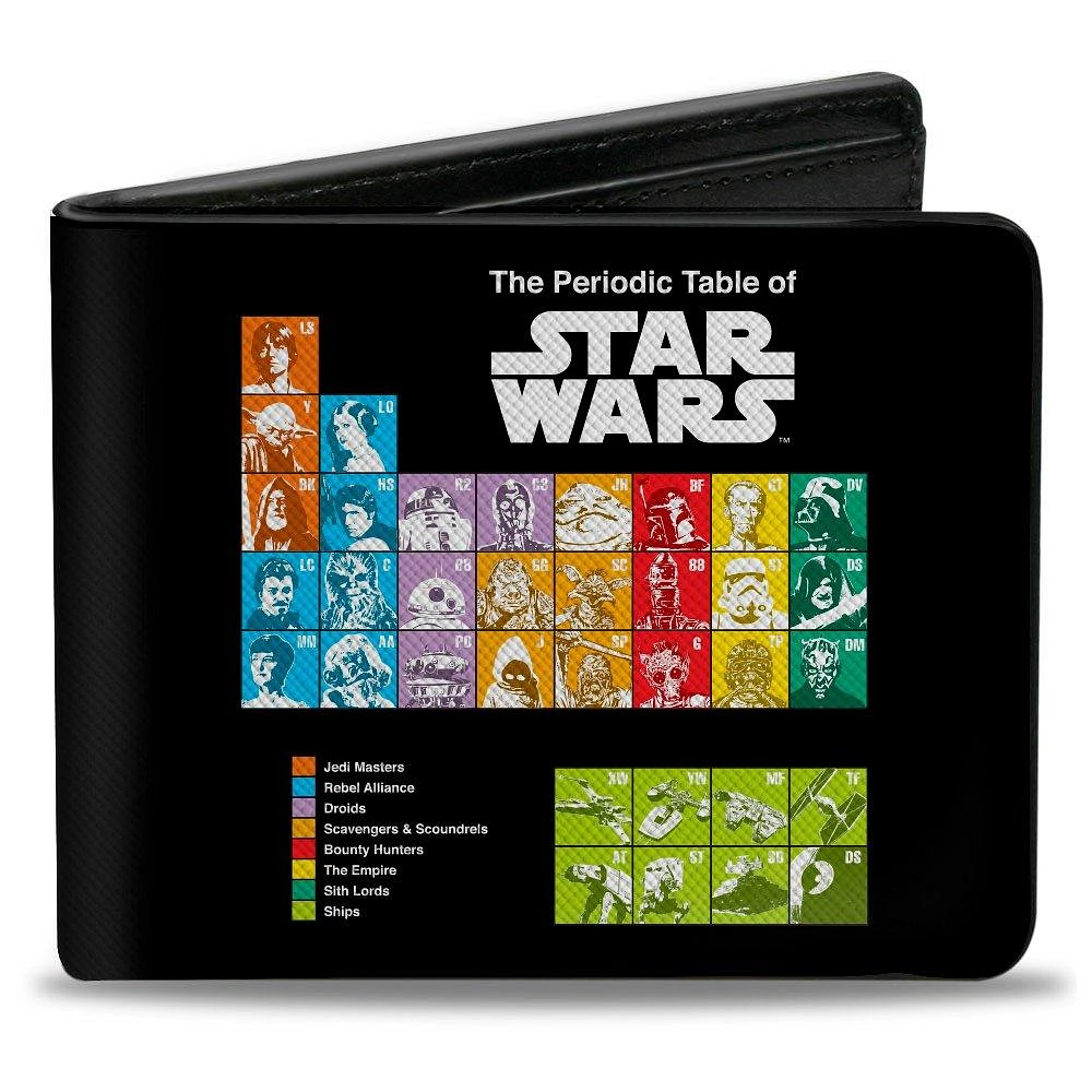 Buckle-Down Star Wars The Periodic Table of Star Wars Men's Black Vegan Leather Bifold Wallet