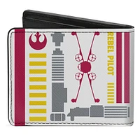 Buckle-Down Star Wars Rebel Alliance Insignia Rebel Pilot Lightsaber Men's Vegan Leather Bifold Wallet