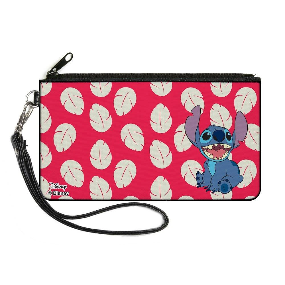 Buckle-Down Disney Lilo and Stitch - Stitch Smiling Pose Dress Leaves Canvas Zip Clutch Wallet