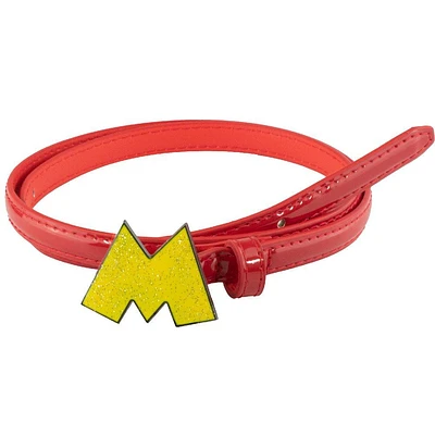 Buckle-Down Disney Mickey Mouse Glitter M Logo Buckle Red Vegan Leather Belt