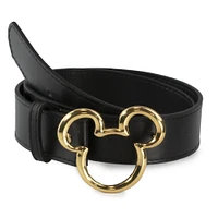 Buckle-Down Disney Mickey Ears Gold Cast Buckle Black Vegan Leather Belt