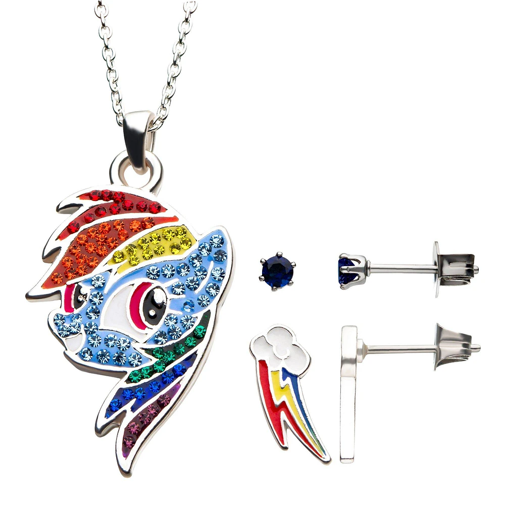 My Little Pony Rainbow Dash Necklace Stud Set