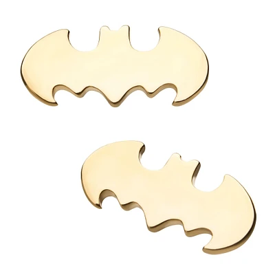 DC Comics Batman Logo 14Kt Yellow Gold Threadless Earring Top