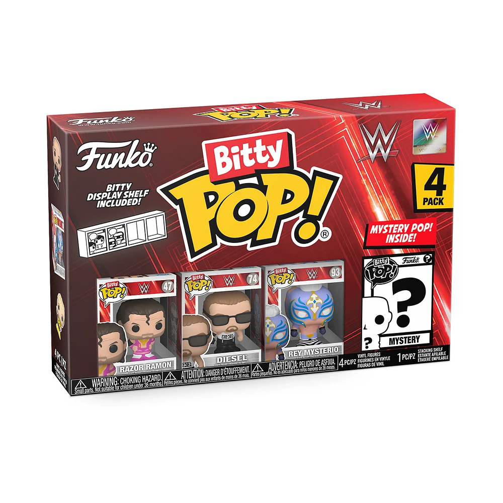 Funko Bitty POP! WWE Vinyl Figure Set 4-Pack (Razor Ramon, Diesel, Rey Mysterio, Mystery Pop!)