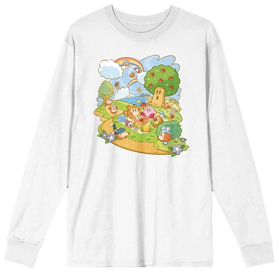 Kirby Pupupu Picnic Men's White Graphic Long Sleeve T-Shirt