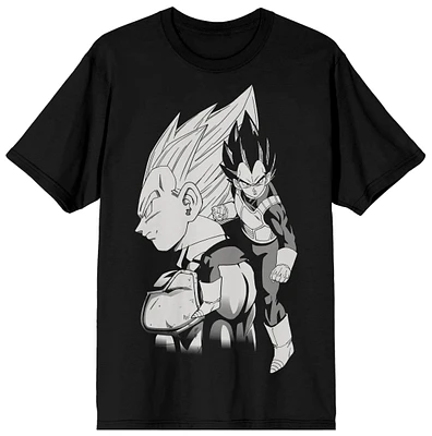 Dragon Ball Z Vegeta Black And White Character Art Men's Black Short Sleeve T-Shirt