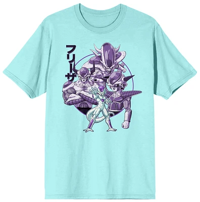 Dragon Ball Z Anime Cartoon Character Frieza Men's Celadon Blue Short Sleeve Graphic T-Shirt