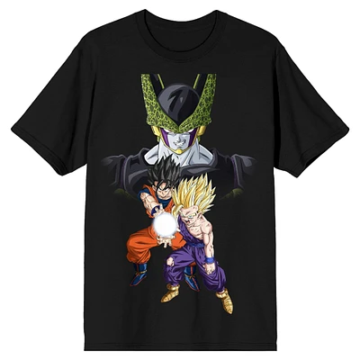 Dragon Ball Z Cell Goku and Gohan Men's Black Short Sleeve T-Shirt